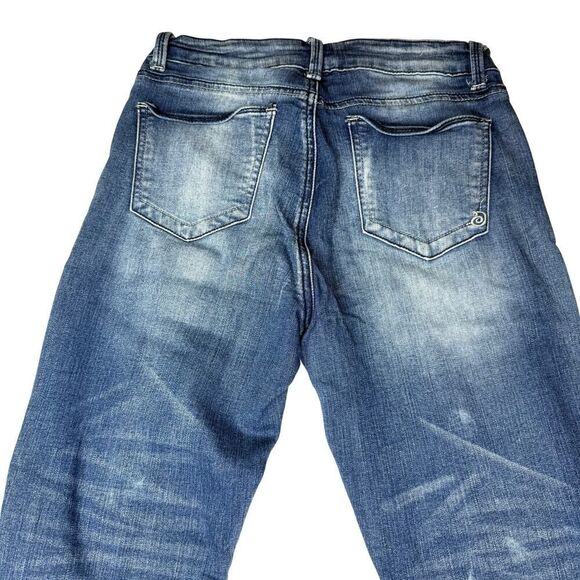 Indigo Rein Crop Jeans w/ Embroidered Patches | Y2K Boho | Size 5 - Picture 5 of 8